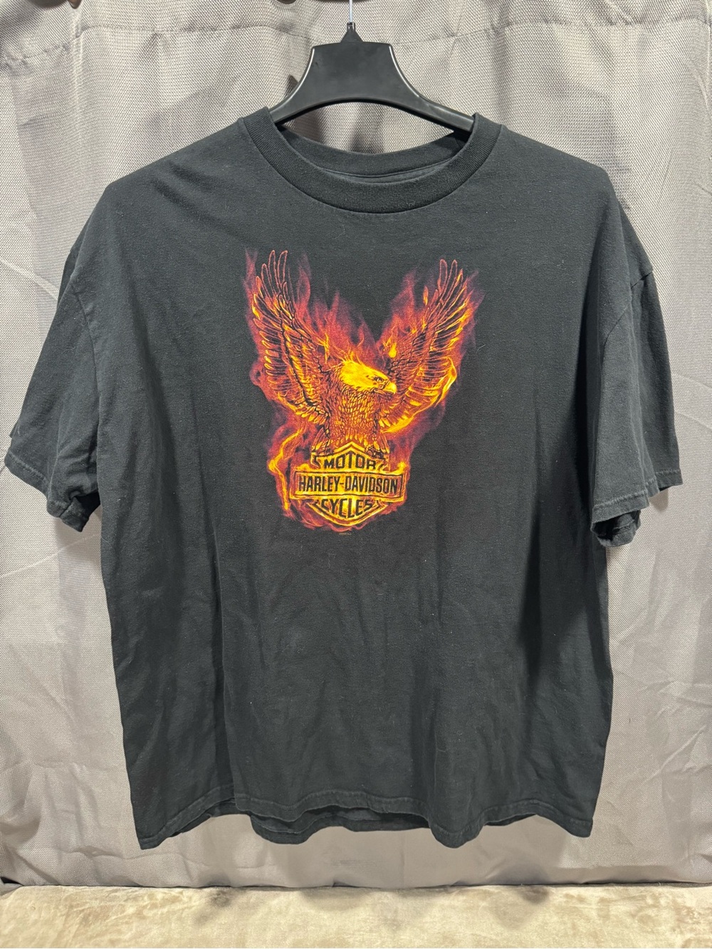 Harley-Davidson Black Tee with Fiery Eagle Graphic